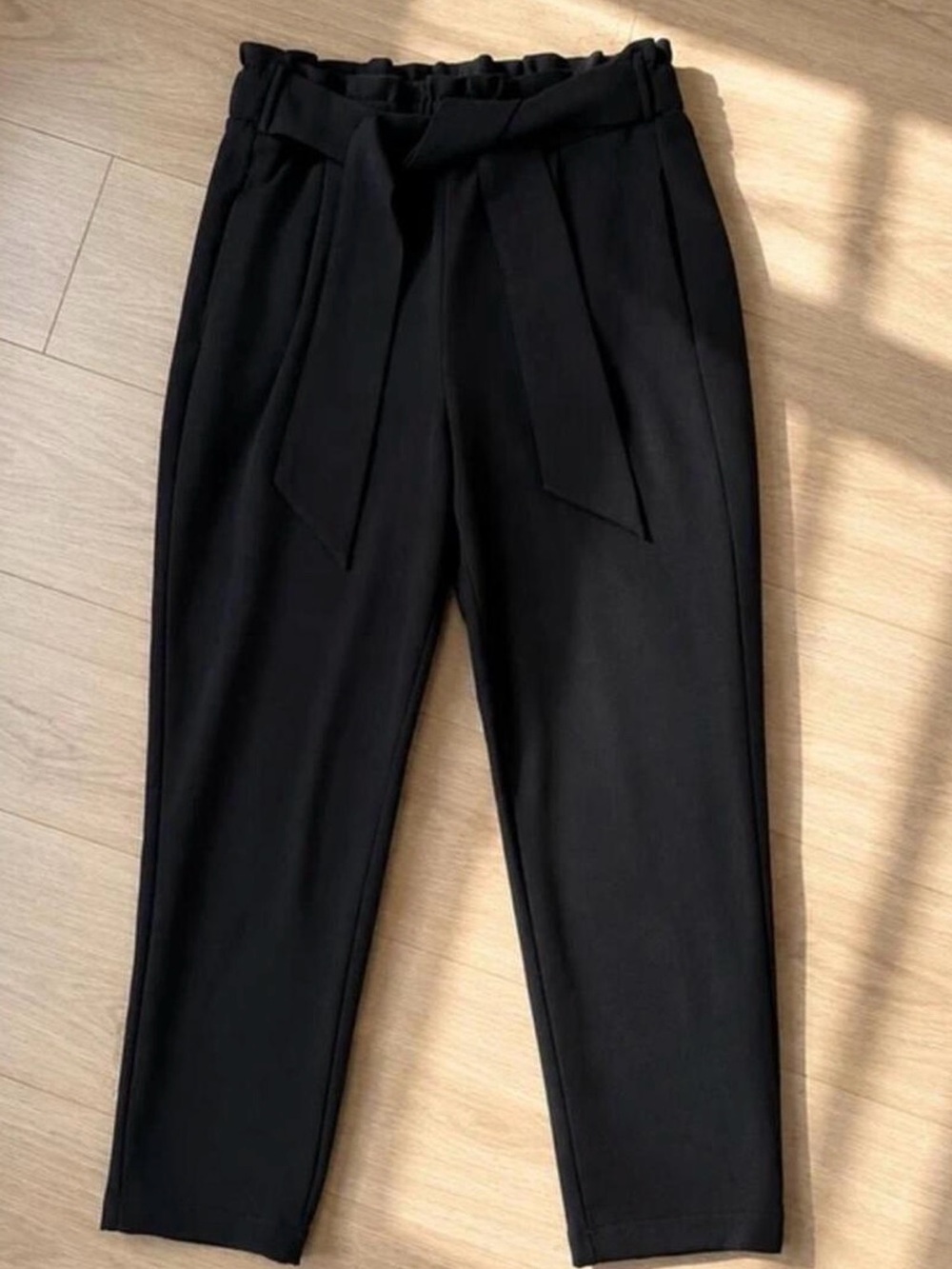BBJ Los Angeles Black Paper bag Tie-Waist Women's Pants